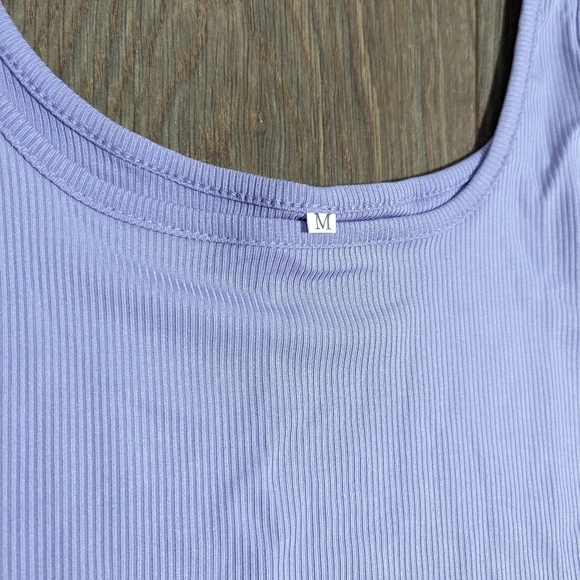 AMAZON QQQ - 3 pack square neck bodysuits - size medium. Purple, Black and White - Picture 2 of 3